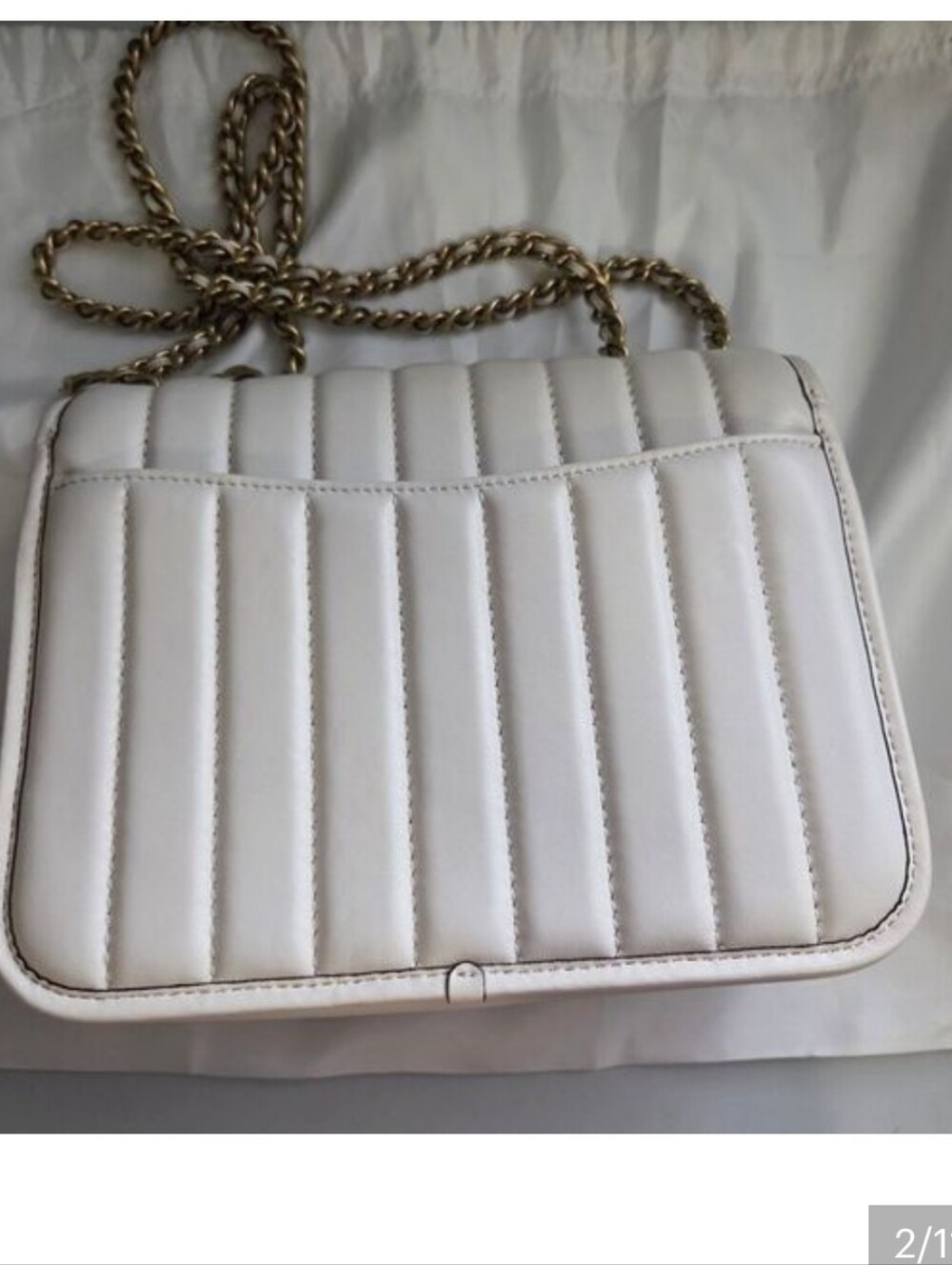 Coach Madison Quilted Leather Shoulder Bag Brass/Chalk - Picture 6 of 7